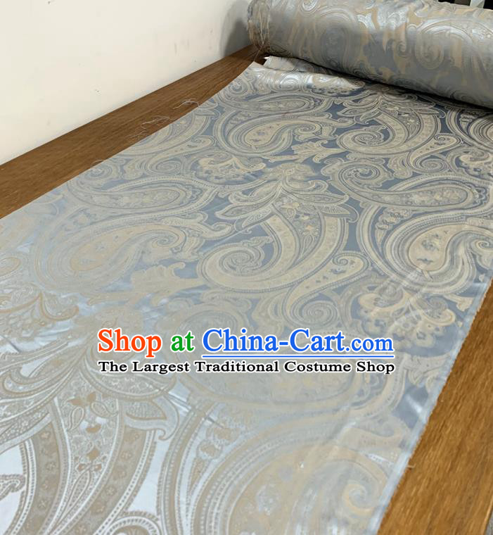 Chinese Classical Paisley Pattern Light Blue Silk Fabric Traditional Ancient Hanfu Dress Brocade Cloth