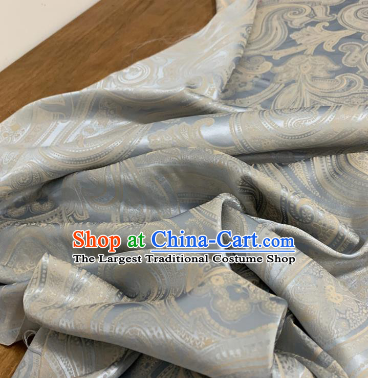 Chinese Classical Paisley Pattern Light Blue Silk Fabric Traditional Ancient Hanfu Dress Brocade Cloth