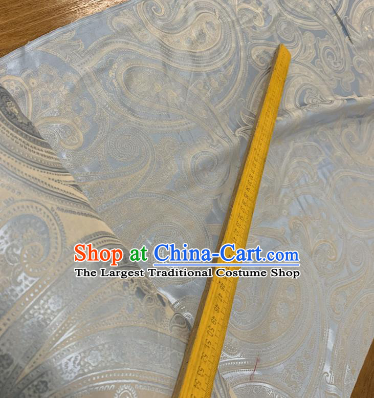 Chinese Classical Paisley Pattern Light Blue Silk Fabric Traditional Ancient Hanfu Dress Brocade Cloth