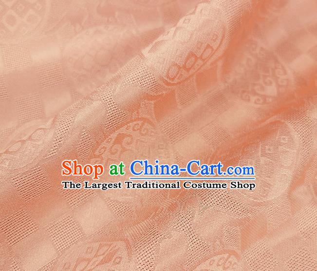 Chinese Classical Round Pattern Orange Silk Fabric Traditional Ancient Hanfu Dress Brocade Cloth