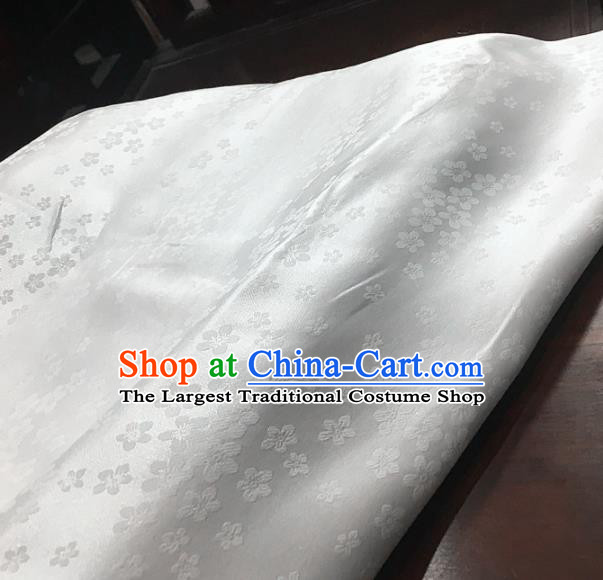 Chinese Classical Plum Pattern White Silk Fabric Traditional Ancient Hanfu Dress Brocade Cloth