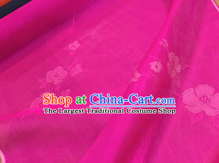 Chinese Classical Flowers Pattern Rosy Silk Fabric Traditional Ancient Hanfu Dress Brocade Cloth