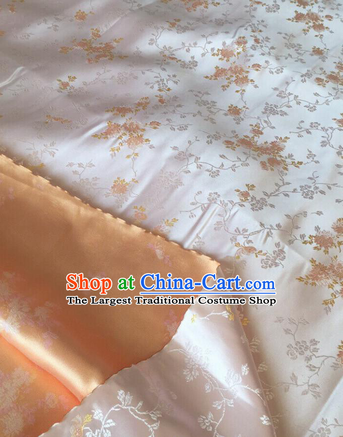 Chinese Classical Pattern Champagne Silk Fabric Traditional Ancient Hanfu Dress Brocade Cloth