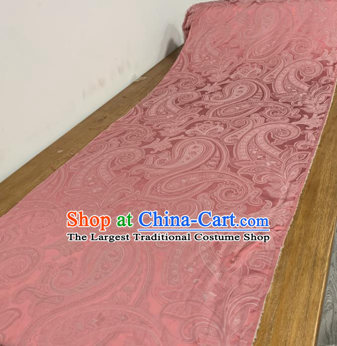 Chinese Classical Paisley Pattern Pink Silk Fabric Traditional Ancient Hanfu Dress Brocade Cloth