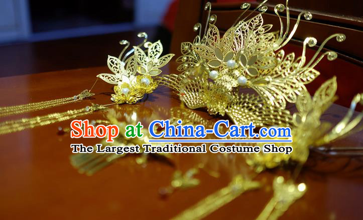 Chinese Traditional Ancient Court Queen Hair Comb Hairpins Classical Hanfu Hair Accessories Complete Set for Women