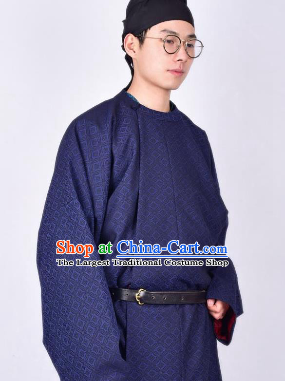 Chinese Traditional Tang Dynasty Imperial Bodyguard Hanfu Royalblue Robe Ancient Swordsman Costume for Men