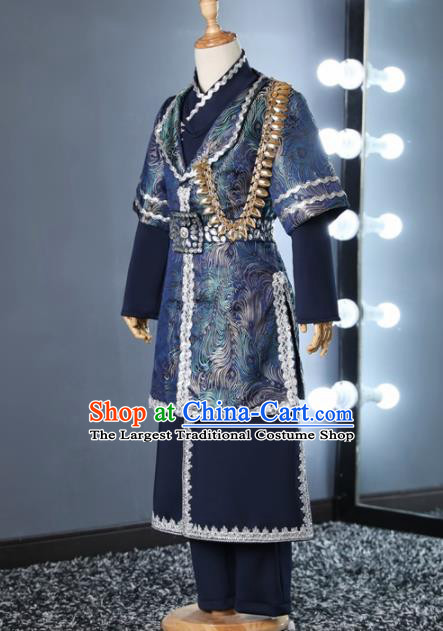 Chinese Children Day Classical Dance Performance Royalblue Outfits Kindergarten Boys Stage Show Costume for Kids