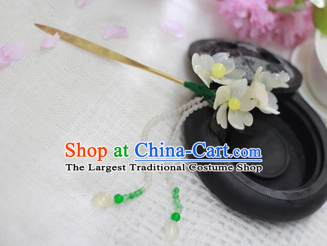 Chinese Ancient Court Queen Peach Blossom Tassel Hairpins Traditional Classical Hanfu Hair Accessories for Women