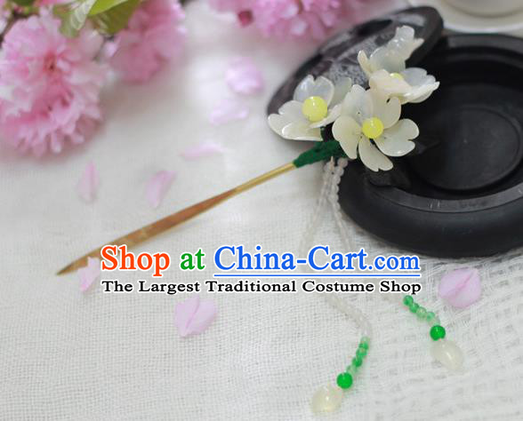 Chinese Ancient Court Queen Peach Blossom Tassel Hairpins Traditional Classical Hanfu Hair Accessories for Women