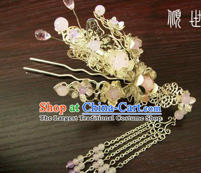 Chinese Ancient Court Queen Tassel Hairpins Traditional Classical Hanfu Hair Accessories for Women