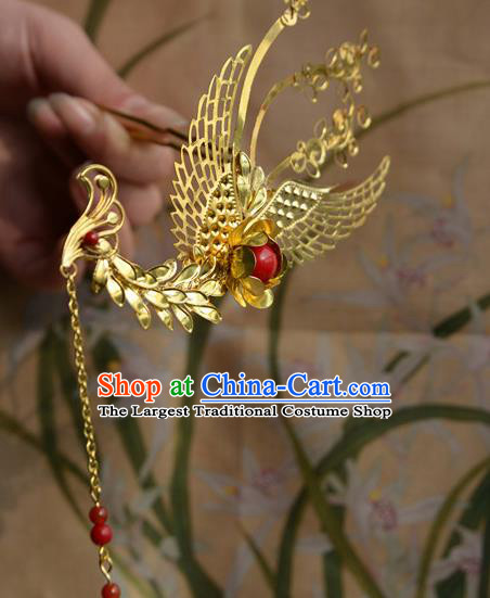 Chinese Ancient Court Queen Tassel Phoenix Step Shake Hairpins Traditional Classical Hanfu Hair Accessories for Women
