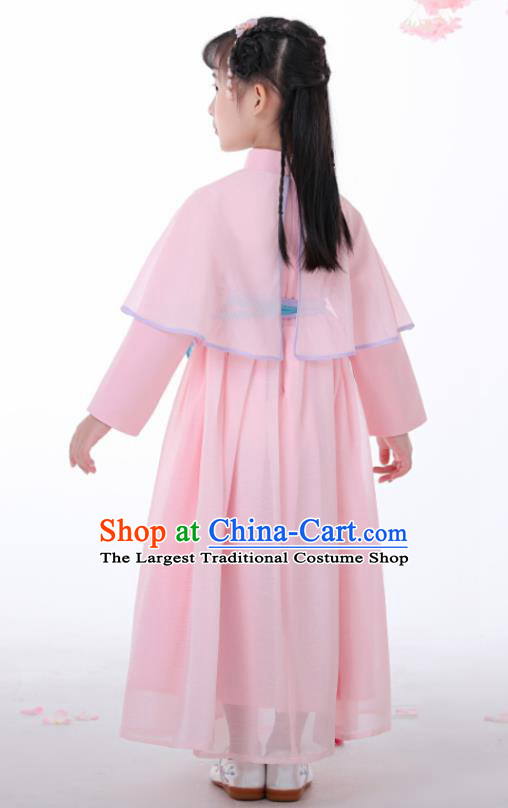 Chinese Traditional Children Pink Hanfu Dress Classical National Tang Suit Costume for Kids