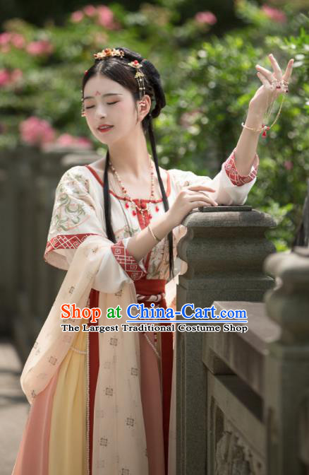 Traditional Chinese Tang Dynasty Court Princess Replica Costumes Ancient Dunhuang Flying Apsaras Dance Hanfu Dress for Women