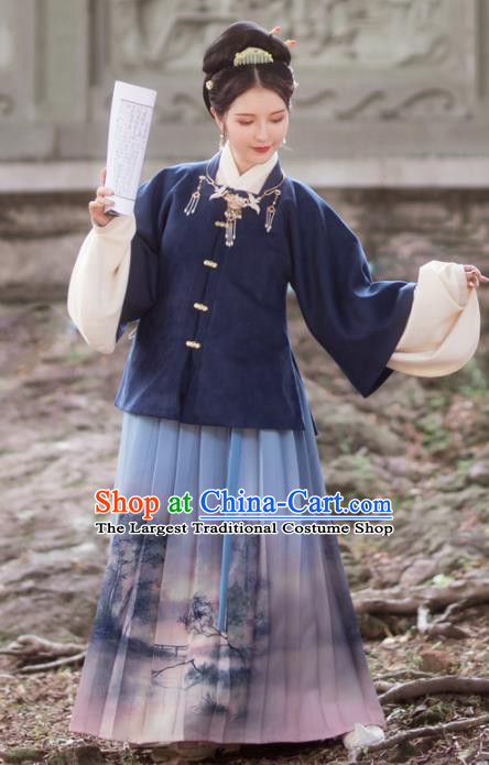 Traditional Chinese Ming Dynasty Female Winter Replica Costumes Ancient Nobility Lady Hanfu Dress for Women