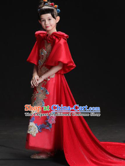 Chinese New Year Classical Dance Performance Red Dress Kindergarten Girls Stage Show Costume for Kids