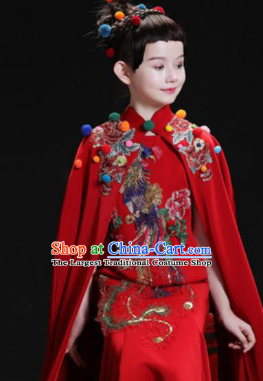 Chinese New Year Dance Performance Red Dress Kindergarten Girls Stage Show Costume for Kids