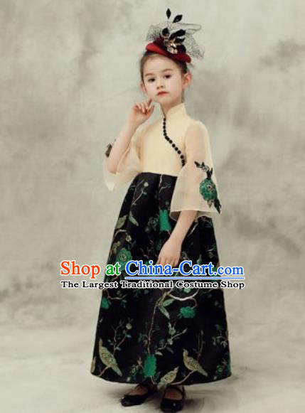 Chinese New Year Performance Black Dress National Kindergarten Girls Dance Stage Show Costume for Kids