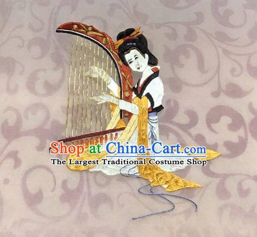 Chinese Traditional Suzhou Embroidery Palace Lady Cloth Accessories Embroidered Patches Embroidering Craft