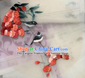 Chinese Traditional Suzhou Embroidery Plum Birds Cloth Accessories Embroidered Patches Embroidering Craft