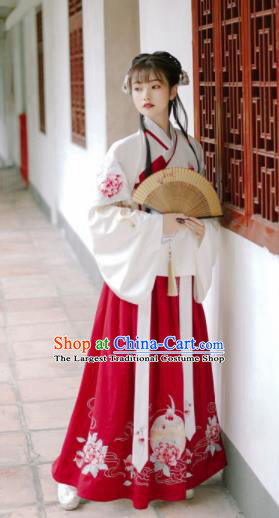 Traditional Chinese Ming Dynasty Rich Lady Replica Costumes Ancient Nobility Embroidered Hanfu Dress for Women