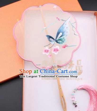 Chinese Traditional Suzhou Embroidery Butterfly Palace Fans Embroidered Fans Embroidering Craft