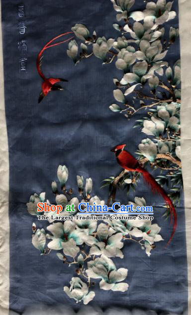 Chinese Traditional Suzhou Embroidery Yulan Magnolia Silk Picture Embroidered Patches Embroidering Craft