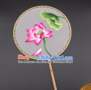 Chinese Traditional Suzhou Embroidery Lotus Palace Fans Embroidered Silk Round Fans Embroidery Craft