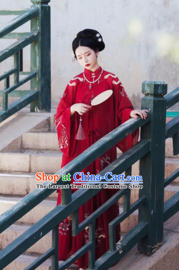Traditional Chinese Ming Dynasty Court Wedding Replica Costumes Ancient Bride Royal Princess Red Hanfu Dress for Women