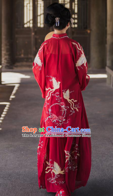 Traditional Chinese Ming Dynasty Court Wedding Replica Costumes Ancient Bride Royal Princess Red Hanfu Dress for Women