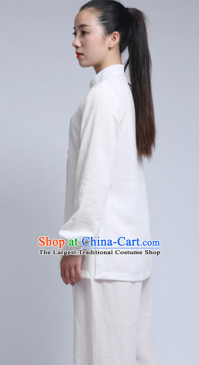 Chinese Traditional Wudang Martial Arts White Outfits Kung Fu Tai Chi Costume for Women