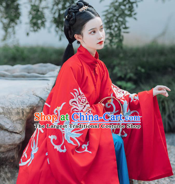 Traditional Chinese Ming Dynasty Dowager Wedding Embroidered Hanfu Dress Ancient Royal Princess Replica Costume for Women