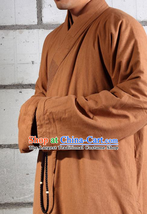 Traditional Chinese Monk Costume Buddhists Abbot Ginger Gown for Men