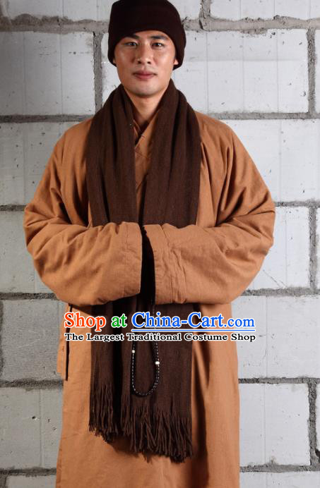 Traditional Chinese Monk Costume Buddhists Abbot Ginger Gown for Men