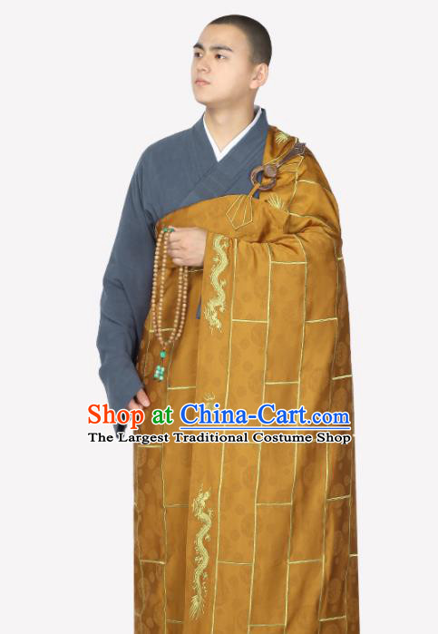 Traditional Chinese Monk Costume Buddhists Brownness Cassock for Men