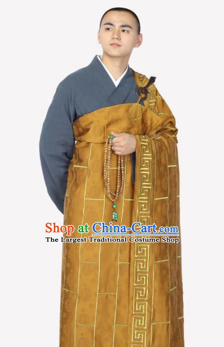 Traditional Chinese Monk Costume Buddhists Brownness Cassock for Men