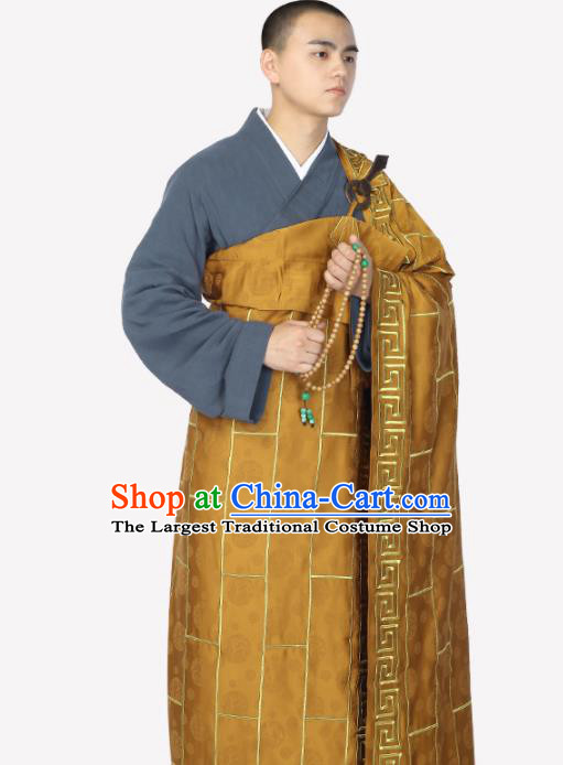 Traditional Chinese Monk Costume Buddhists Brownness Cassock for Men