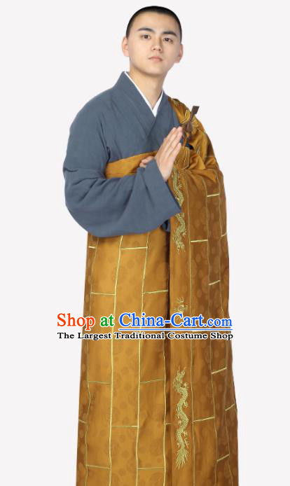 Traditional Chinese Monk Costume Buddhists Brownness Cassock for Men