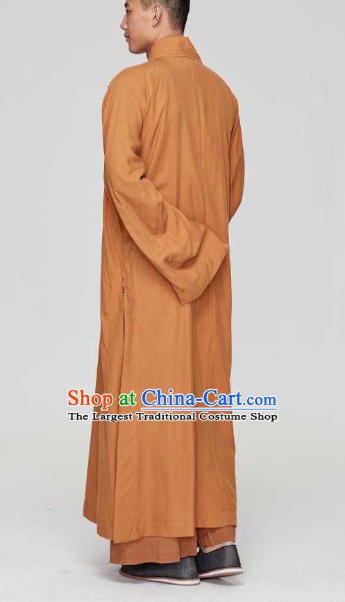Traditional Chinese Monk Costume Buddhists Yellow Long Robe for Men