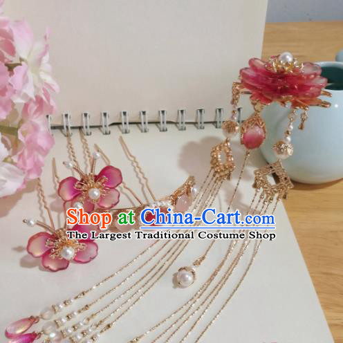 Traditional Chinese Classical Hairpins Ancient Hanfu Tassel Hair Accessories Complete Set for Women