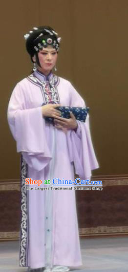 Bai Tu Ji Traditional Chinese Shaoxing Opera Diva Lilac Costume and Headwear for Women