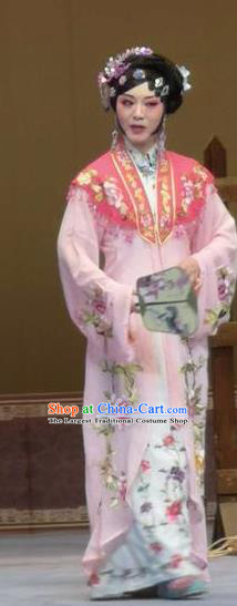 Bai Tu Ji Traditional Chinese Shaoxing Opera Diva Pink Costume and Headwear for Women