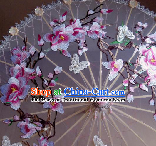Traditional Chinese Classical Embroidered Flowers Umbrella Ancient Hanfu Tassel Umbrellas for Women