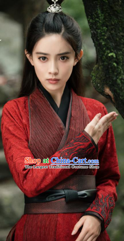 Ancient Chinese Nobility Lady Wen Qing Red Hanfu Dress Drama The Untamed Female Swordsman Costumes for Women