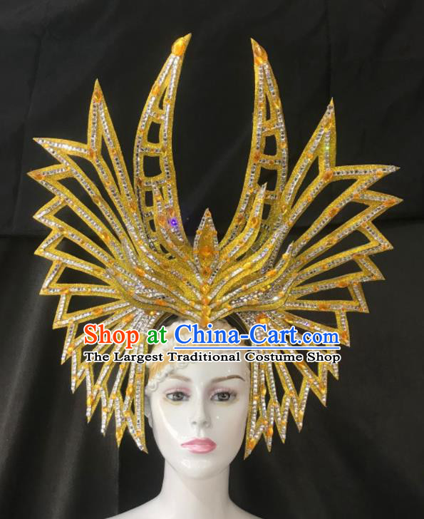 Top Halloween Samba Dance Golden Hat Brazilian Rio Carnival Deluxe Hair Accessories for Women