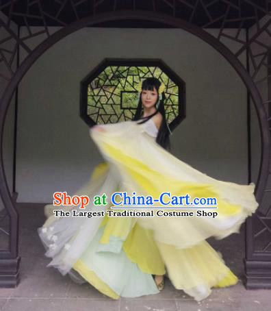 Chinese Cosplay Princess Yellow Dress Ancient Female Swordsman Heroine Costume for Women