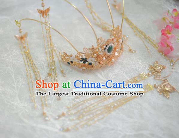 Traditional Chinese Classical Tang Dynasty Tassel Phoenix Coronet Hairpins Ancient Princess Hanfu Hair Accessories for Women