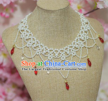 Traditional Chinese Hanfu Pearls Necklace Ancient Princess Necklet Accessories for Women
