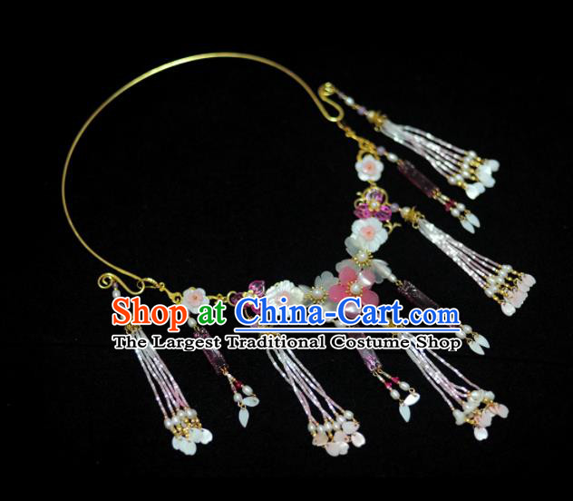 Traditional Chinese Hanfu Shell Flowers Necklace Ancient Princess Necklet Accessories for Women