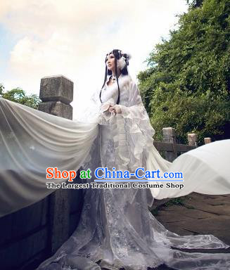 Traditional Chinese Cosplay Fairy White Dress Ancient Imperial Consort Costume for Women