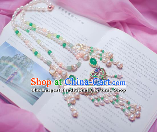 Traditional Chinese Hanfu Tang Dynasty Pearls Necklace Ancient Princess Necklet Accessories for Women